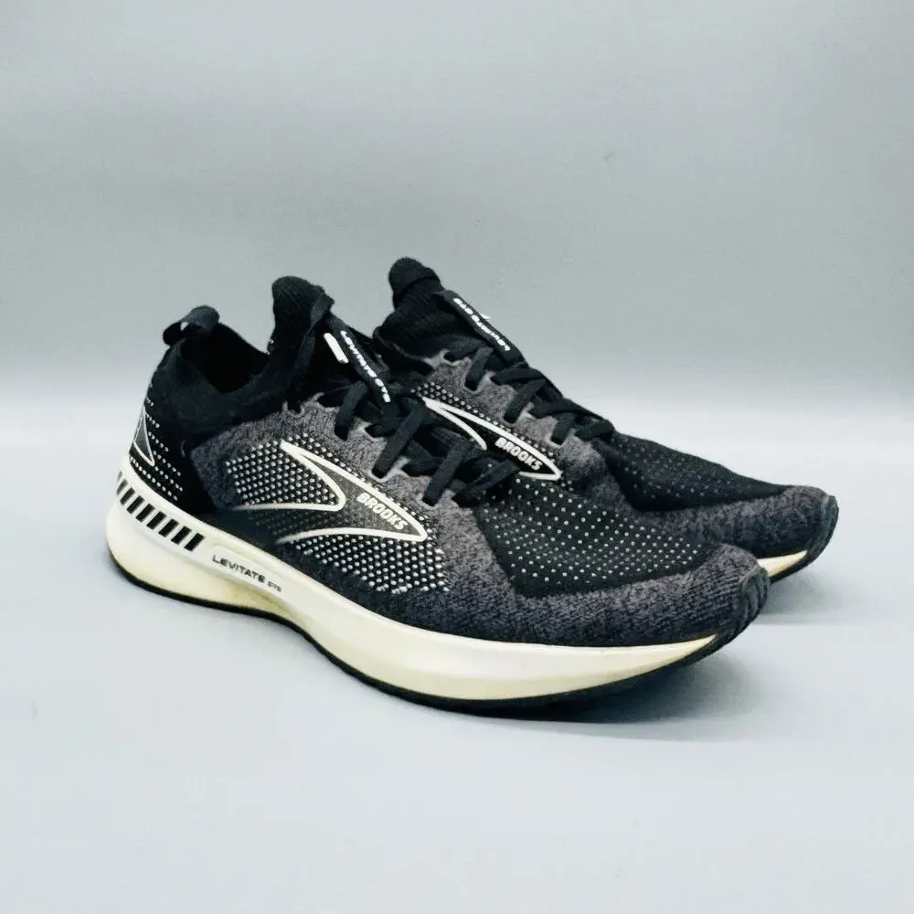 Brooks Shoes Womens 12 Black Levitate GTS 5 StealthFit Running Athletic Sneakers